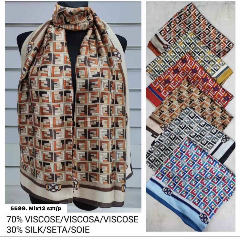 Szaliki damskie Roz Standard, Mix Kolor Paczka 12 szt 1